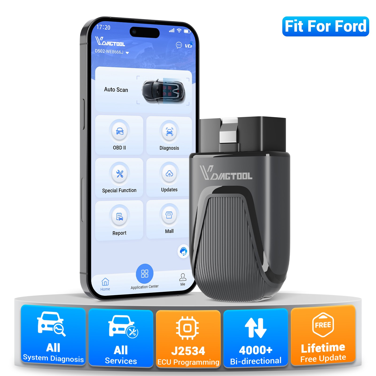 VDIAGTOOL D502 for Ford Car Diagnostic Tool All system OBD2 Scanner Free Updates