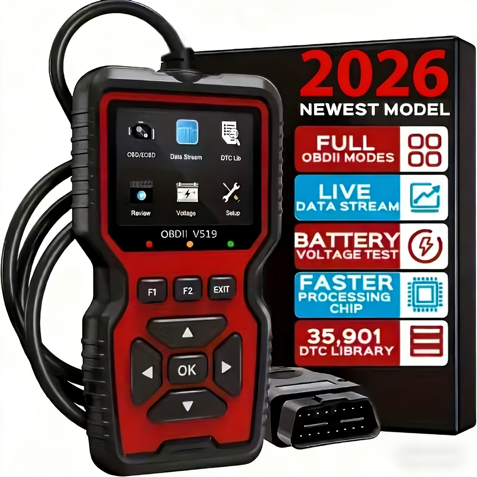 Professional OBD2 V519 Scanner – 2026 Upgraded OBDII + CAN Code Reader US