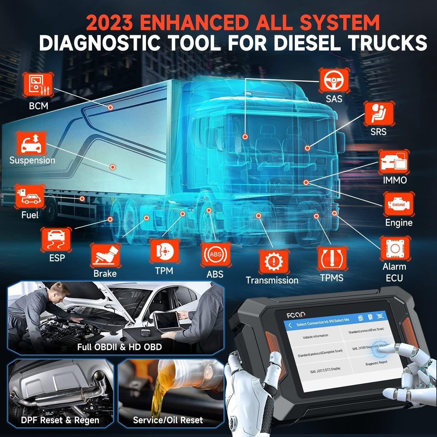 Fcar F802 Heavy Duty Diesel Truck All System OBD2 Scanner DPF Oil Diagnostic