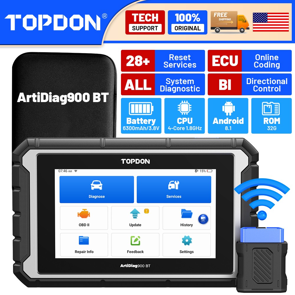 Spring Sale TOPDON AD900BT Bidirectional Scanner ECU Coding All System 28+ Reset