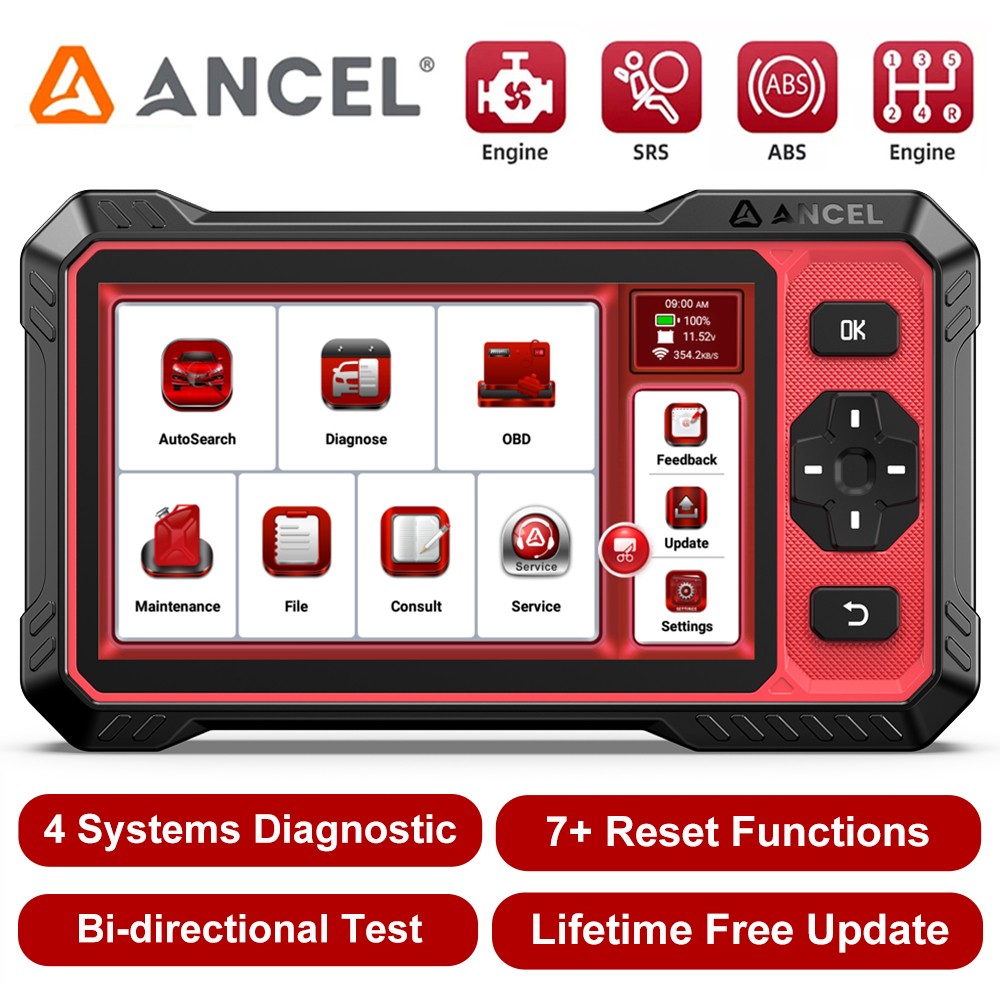 ANCEL DS400 Lite OBD2 Scanner Bidirectional Scan Tool with 7 Reset FCA Support