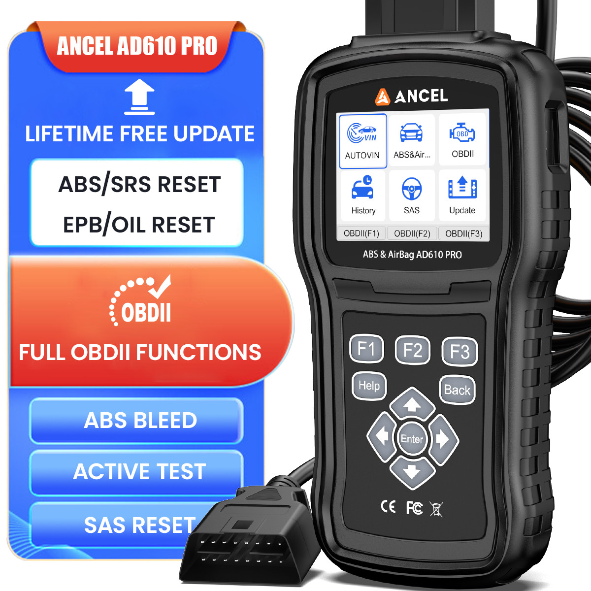 ANCEL AD610 PRO ABS SRS SAS OBD2 Scanners Automotive Code Reader Diagnostic US