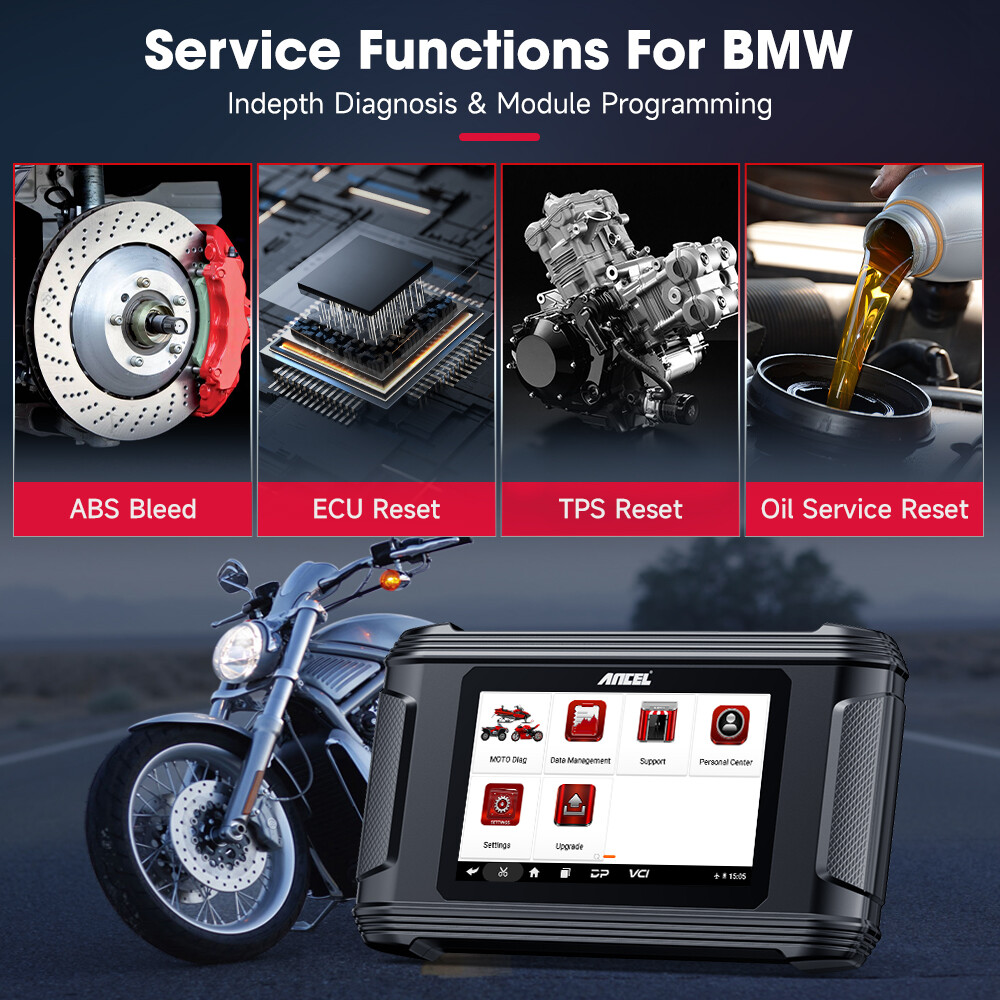 ANCEL MT510 All Systems Motorcycle Diagnostic Tool Fit For BMW OBD2 Scanner