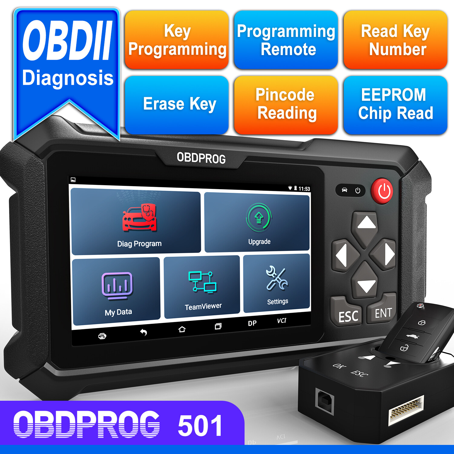 OBDPROG M501 IMMO Programming Key Coding Automotive OBD2 Scanner Diagnostic Tool