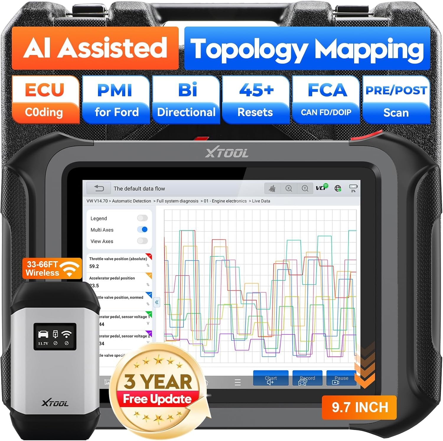 ✅2026 XTOOL D9S V2.0 All System Diagnostic Scanner Offline ECU Program Coding