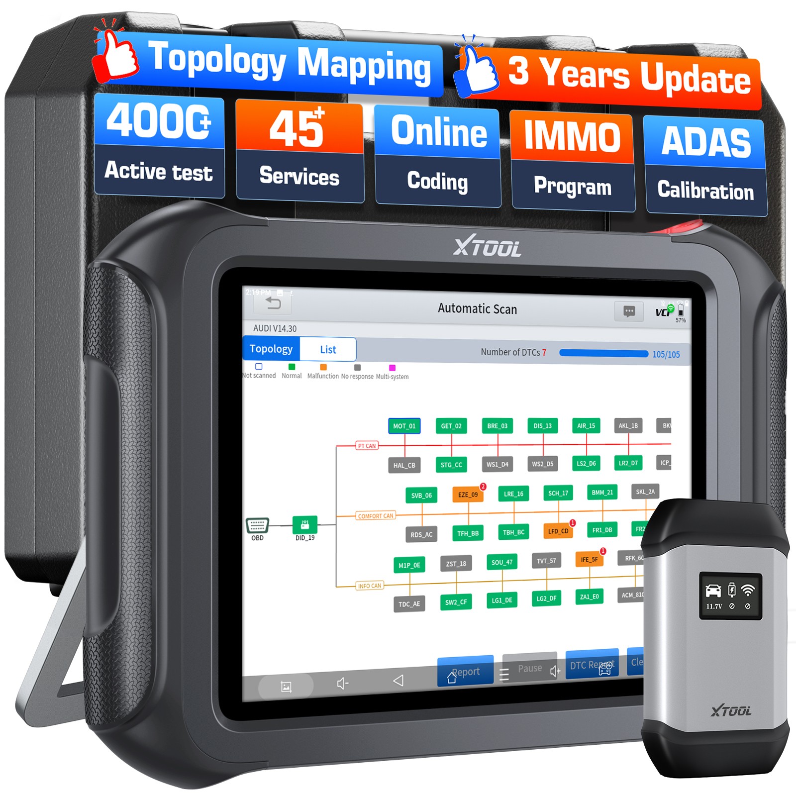 XTOOL D9S Online Coding Scanner Diagnostic Tool Topology Mapping Key Programmer