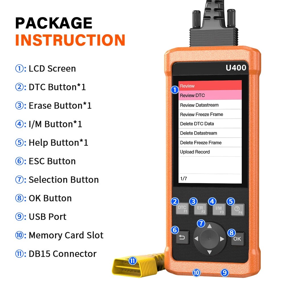 Launch U400 Diagnostic Scanner with On Board Monitoring and O2 Sensor Test