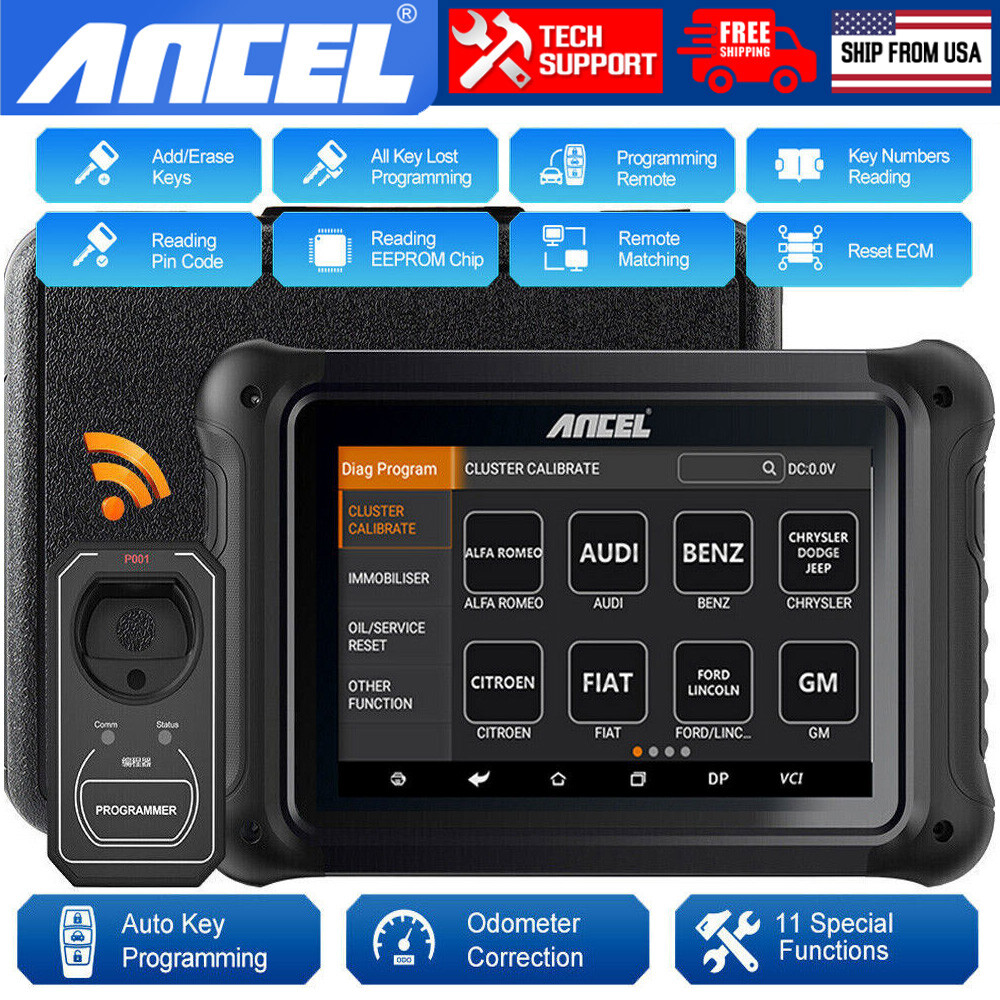 ANCEL DP500 Car OBD2 Scanner Odometer Milleage Correction IMMO Fob Programming