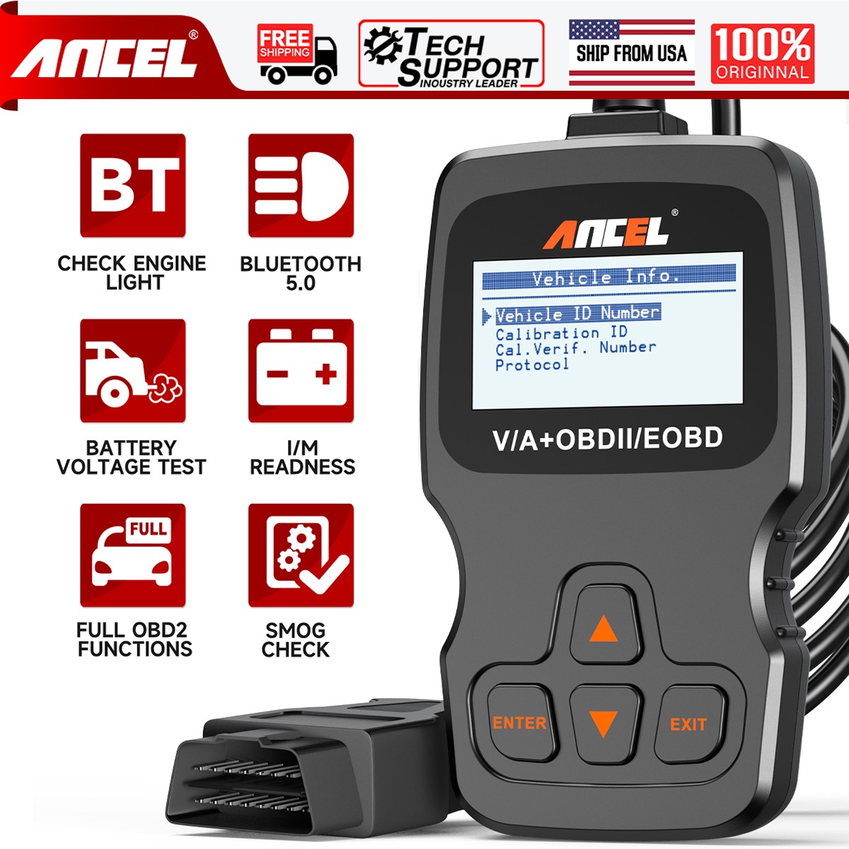 ANCEL AD310 BT Bluetooth OBD2 Scanner for iOS Android Code Reader Engine Tool