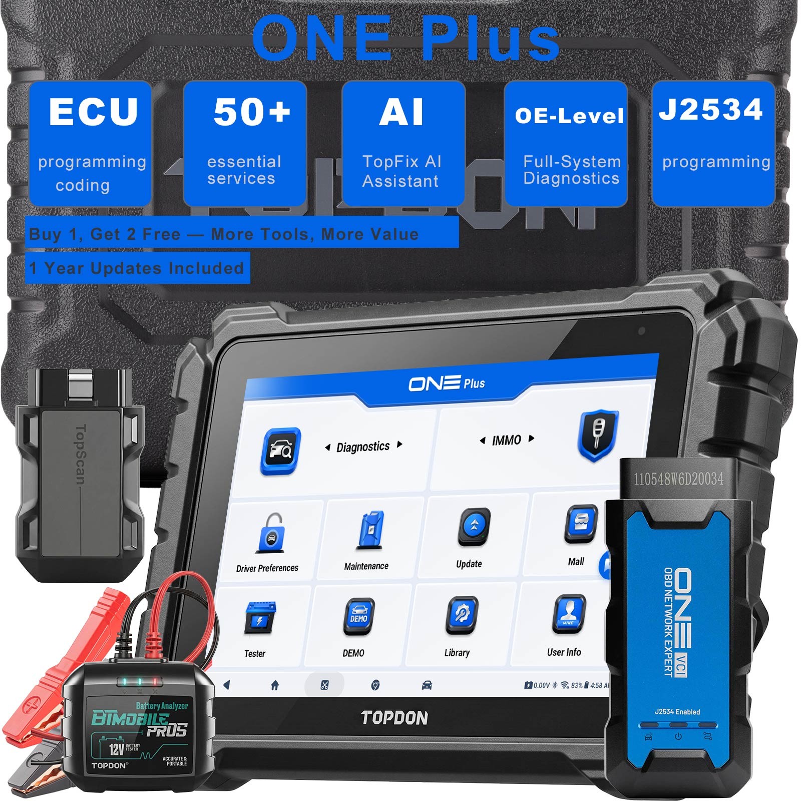 TOPDON ONE PLUS Automotive Diagnostic Tool Hidden Function Activate Battery Test
