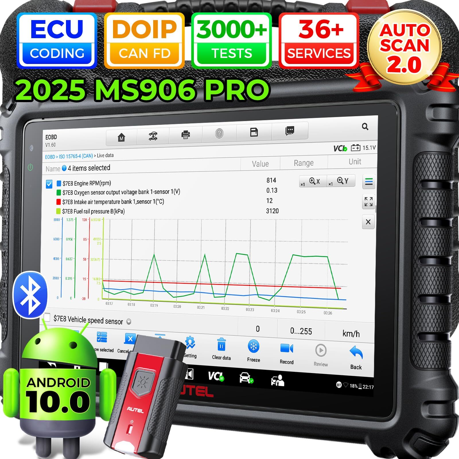 2025 Autel MaxiSys MS906 Pro Key Coding Full System OBD2 Diagnostic Scanner Tool