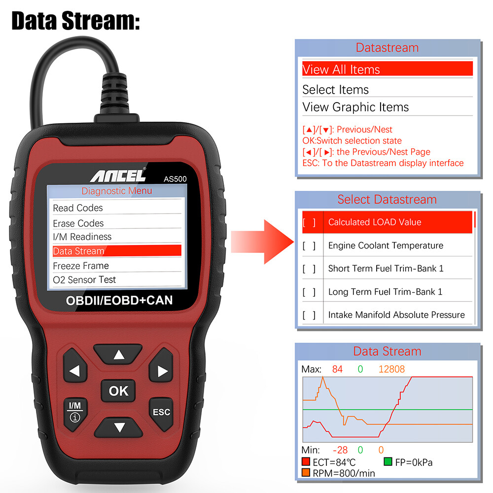 ANCEL AS500 Car OBD2 Diagnostic Code Reader Scanner Tool Check Engine Clear