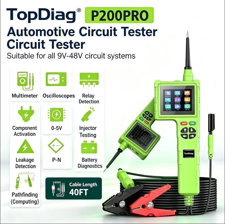 TopDiag P200Pro Automotive Circuit Tester Power Probe Relay Injector Multimeter
