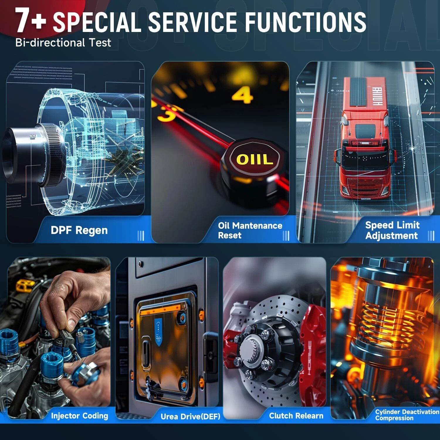 Diesel OBD Scan Tool 24V HGV Truck Full Systems Diagnostic Scanner Injector DPF