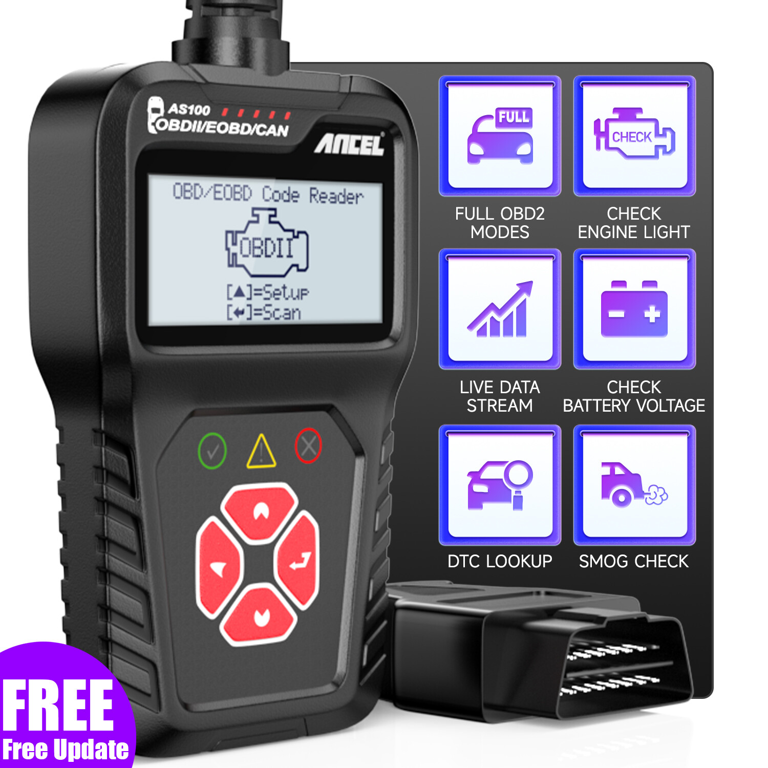 ANCEL AS100 Check Engine Fault Car OBD2 Scanner Code Reader Diagnostic Scan Tool