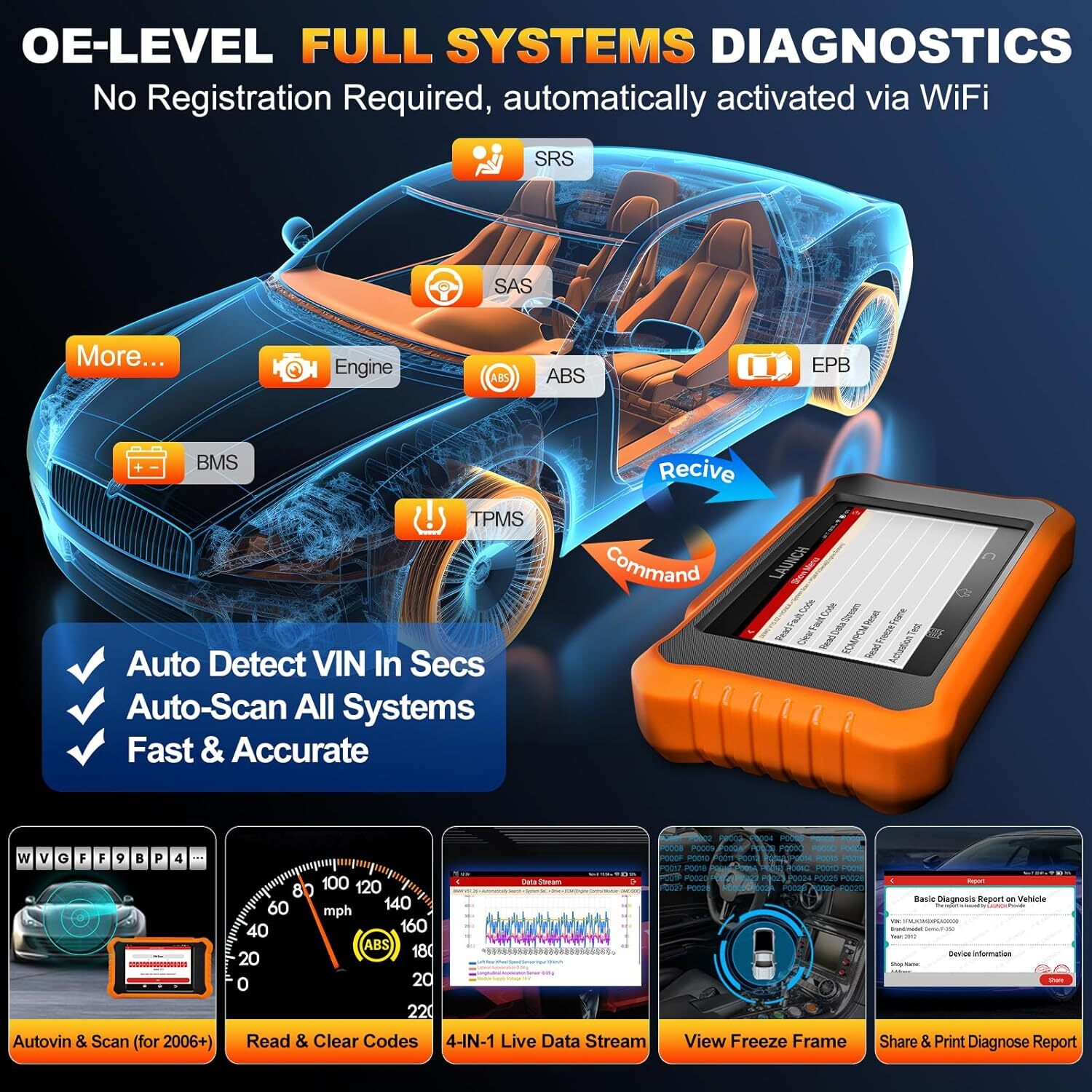 LAUNCH Creader ELITE 2.0 fit for Toyota Lexus Benz BMW Bi-Directional Scan Tool
