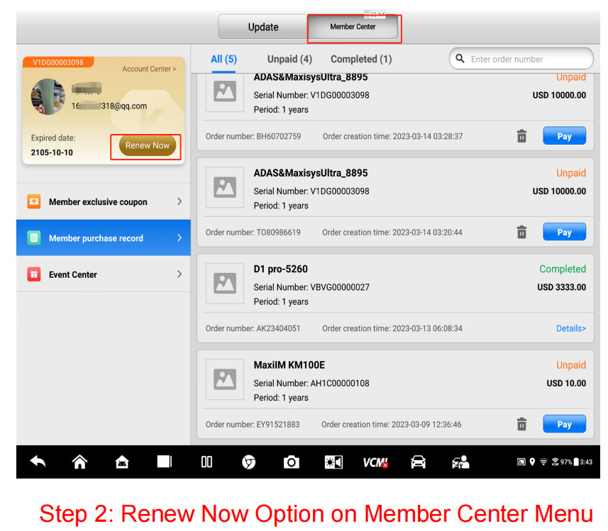 Autel MaxiDAS DS808BT One Year Update Service (Subscription)