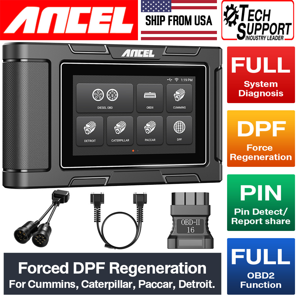 Heavy Duty Truck Scanner DPF Regen Tool Full System Code Reader 6PIN 9PIN 16PIN