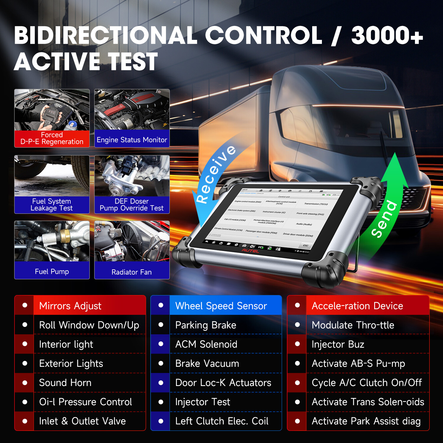 MS908CV II Autel Heavy Duty Truck Scanner with J2534 ECU Coding & Active Test