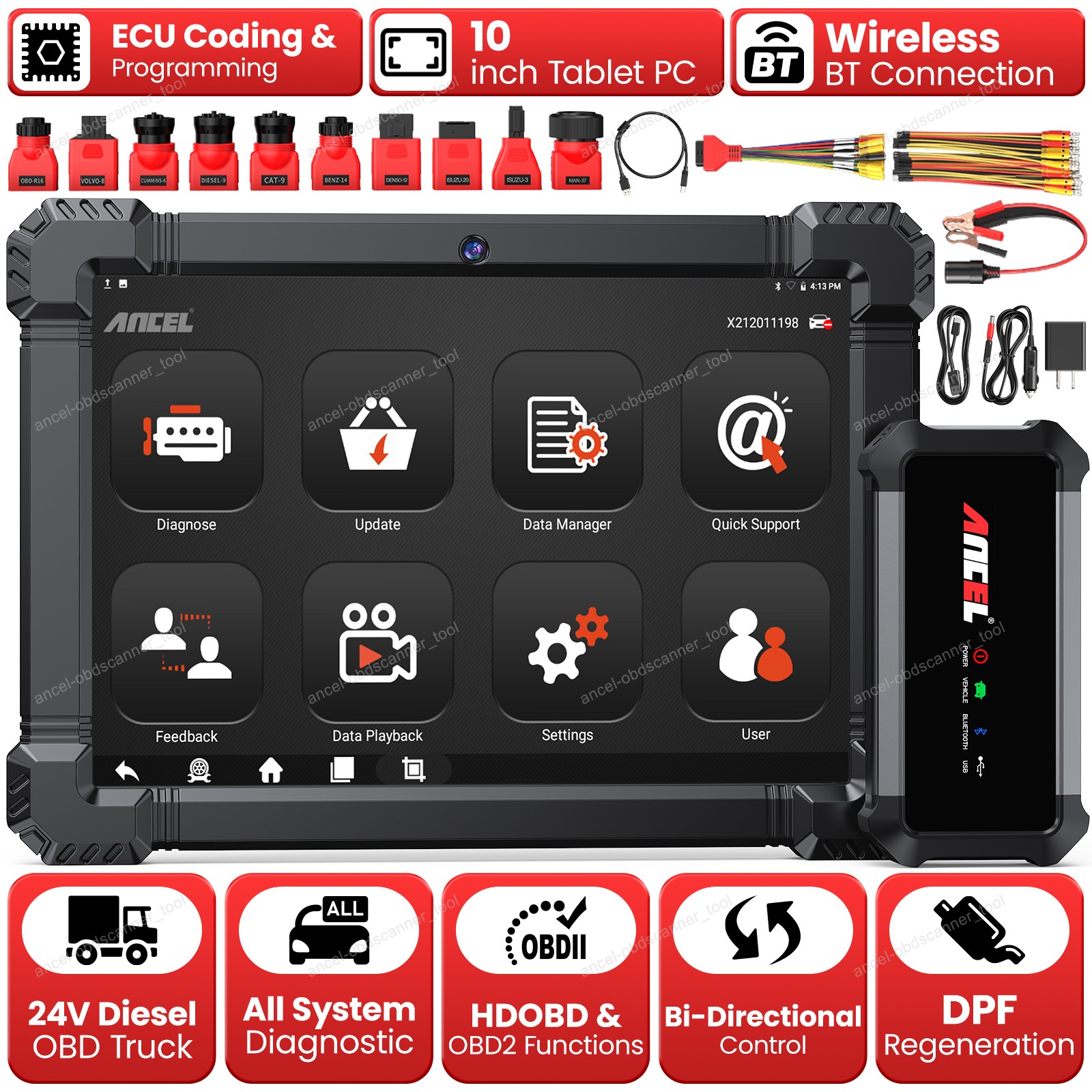 ANCEL X7HD Diesel OBD Heavy Duty Truck Scanner Fit For Caterpillar Volvo Mack