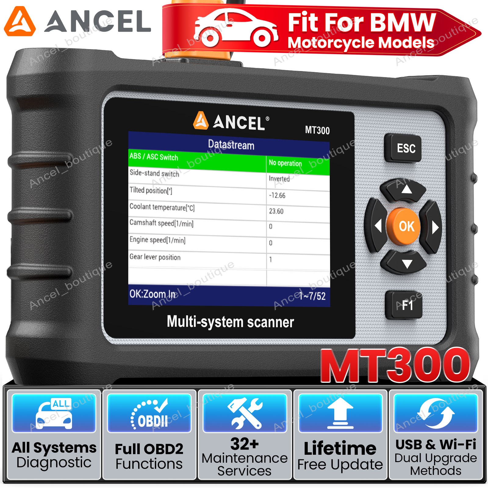 ANCEL MT300 For BMW Motorcycle OBD2 Scanner Diagnostic Lifetime Free Upgrades