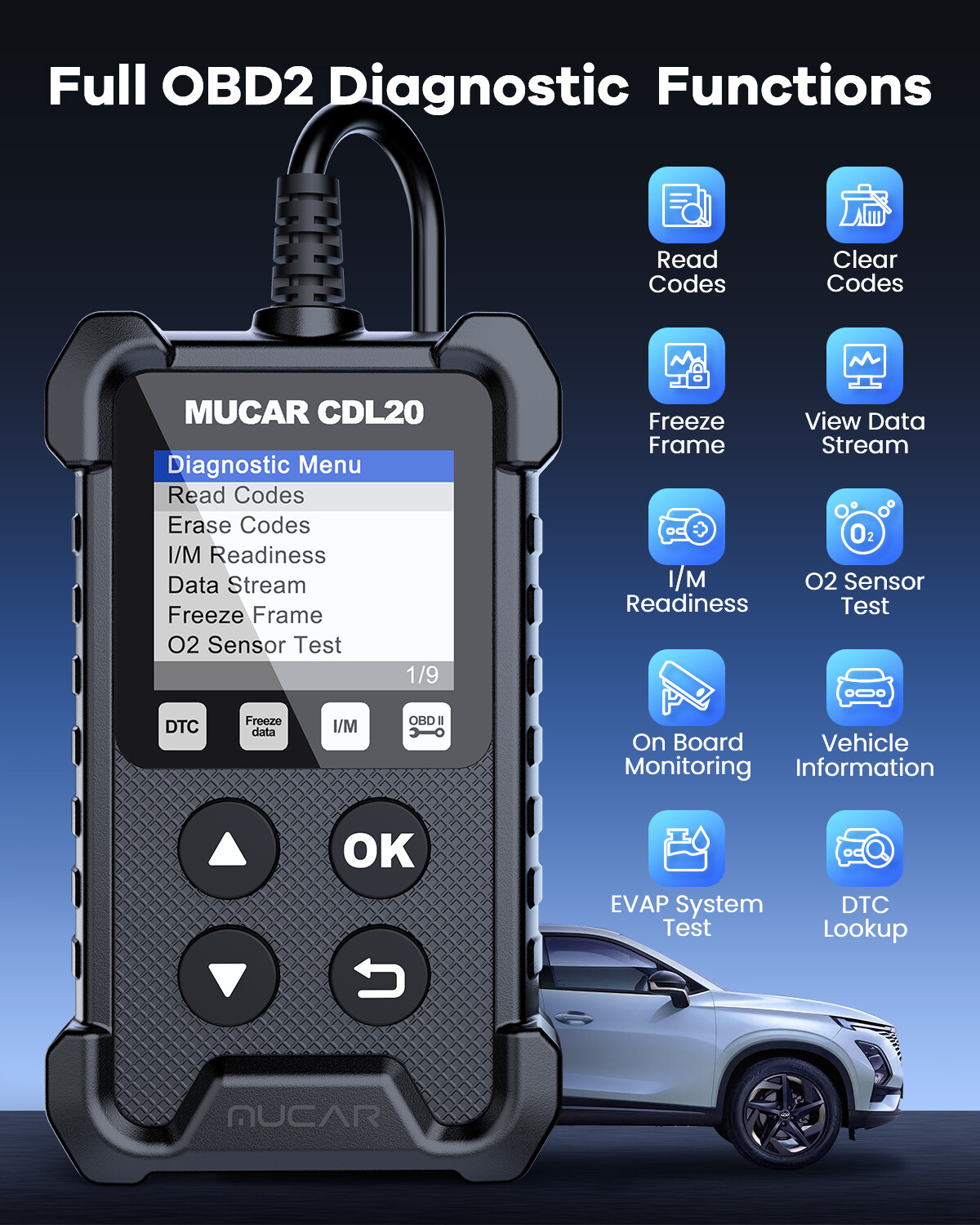 2024 MUCAR CDL20 Car OBD2 OBDII Fault Code Reader Engine Diagnostic Scanner Tool