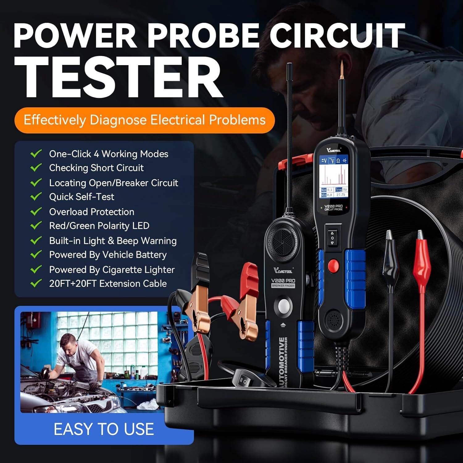 V200Pro Auto Power Circuit Probe Tester Pro Set Wire Break Finder Piercing Probe