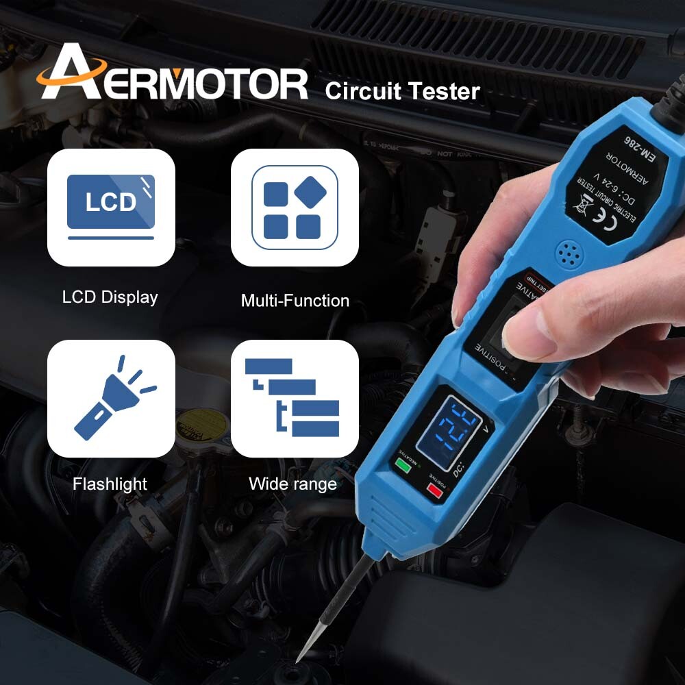 US 6-24V Automotive Digital Power Probe Circuit Electrical Tester Device System