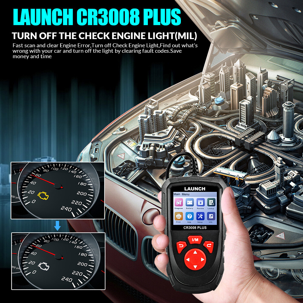 LAUNCH CR3008 + OBD2 Scanner Code Reader Check Engine Fault Car Diagnostic Tool