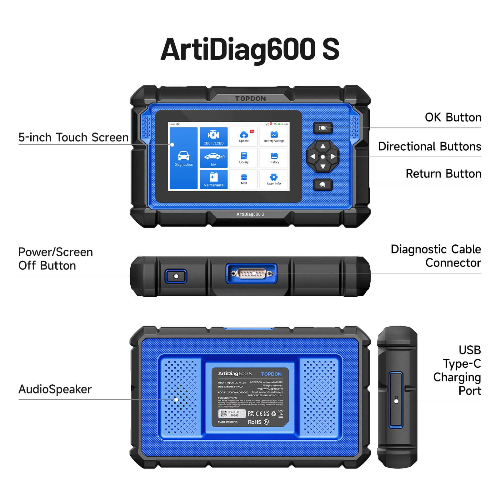 Free Updates! TOPDON AD600S 9 Reset CAN-FD Auto VIN Escaner Automotriz OBD2 Tool