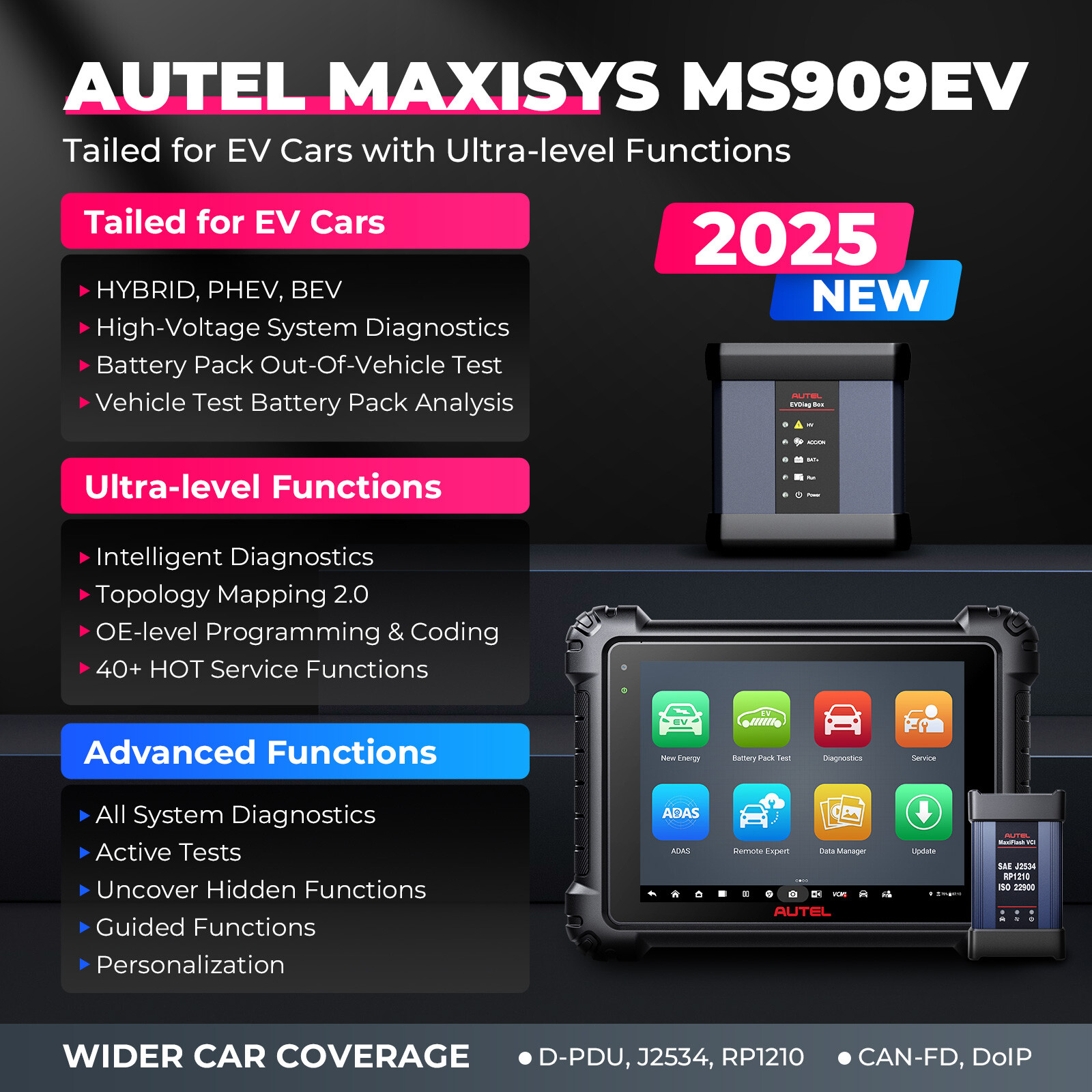 🔥2 Years Free Update Autel MaxiSys MS909EV Intelligent Ultra EV Diagnostic Scan
