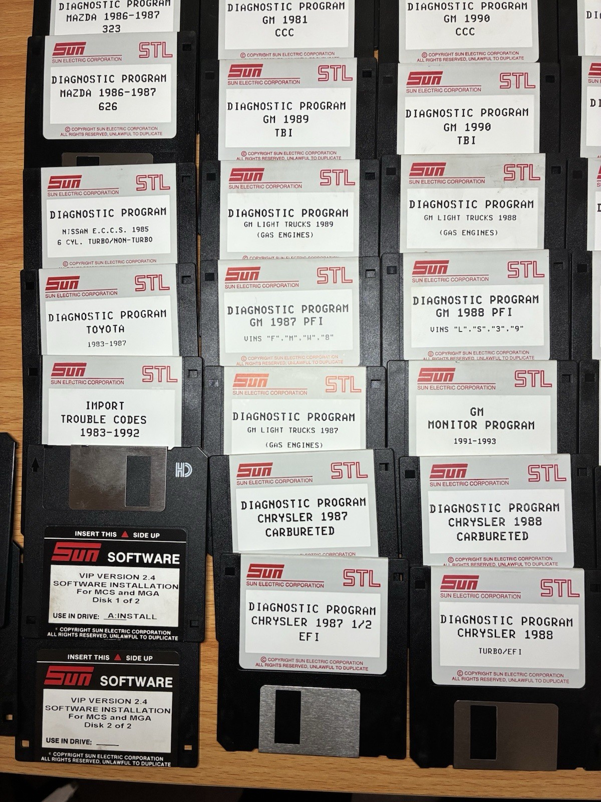 Vintage Sun Electric STL Diagnostic Floppy Disk Lot GM Ford Chrysler Mazda Honda