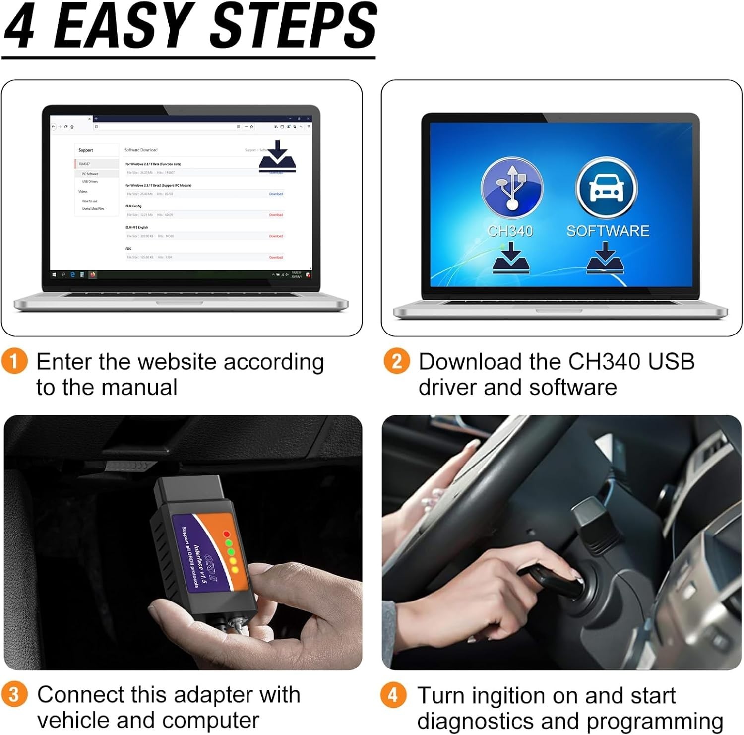 Versatile USB OBDII Adapter for Windows with MS CAN/HS CAN & Special Functions