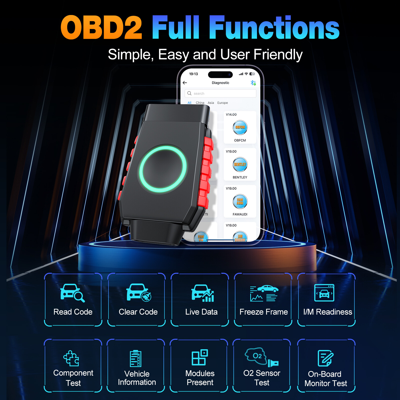 Vident iSmartDiag510 Bluetooth All System Diagnostic Tools OBD2 Scanner CAN FD