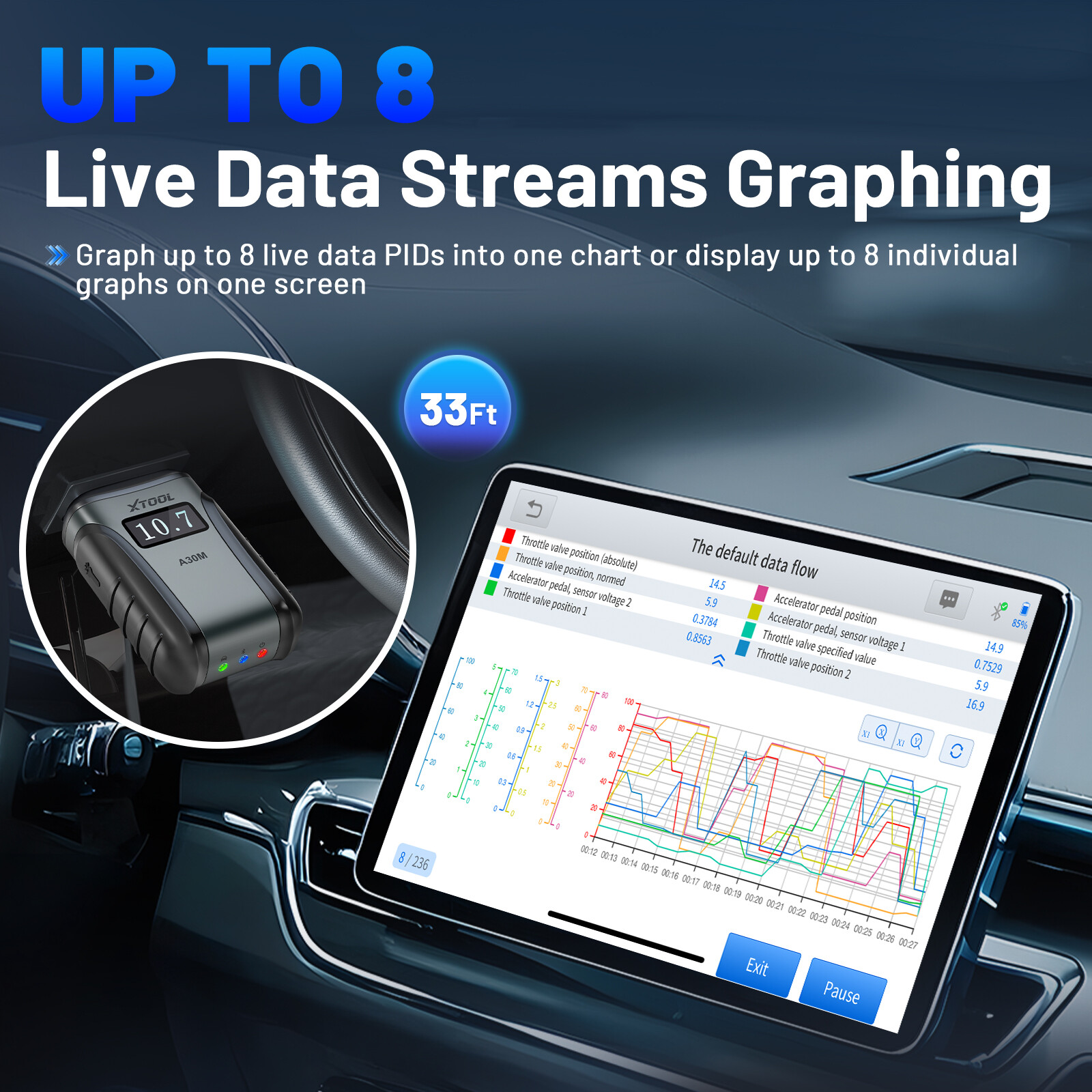XTOOL A30M V2.0 Bidirectional OBD2 Scanner Diagnostic Tool 26 Reset Free Upgrade