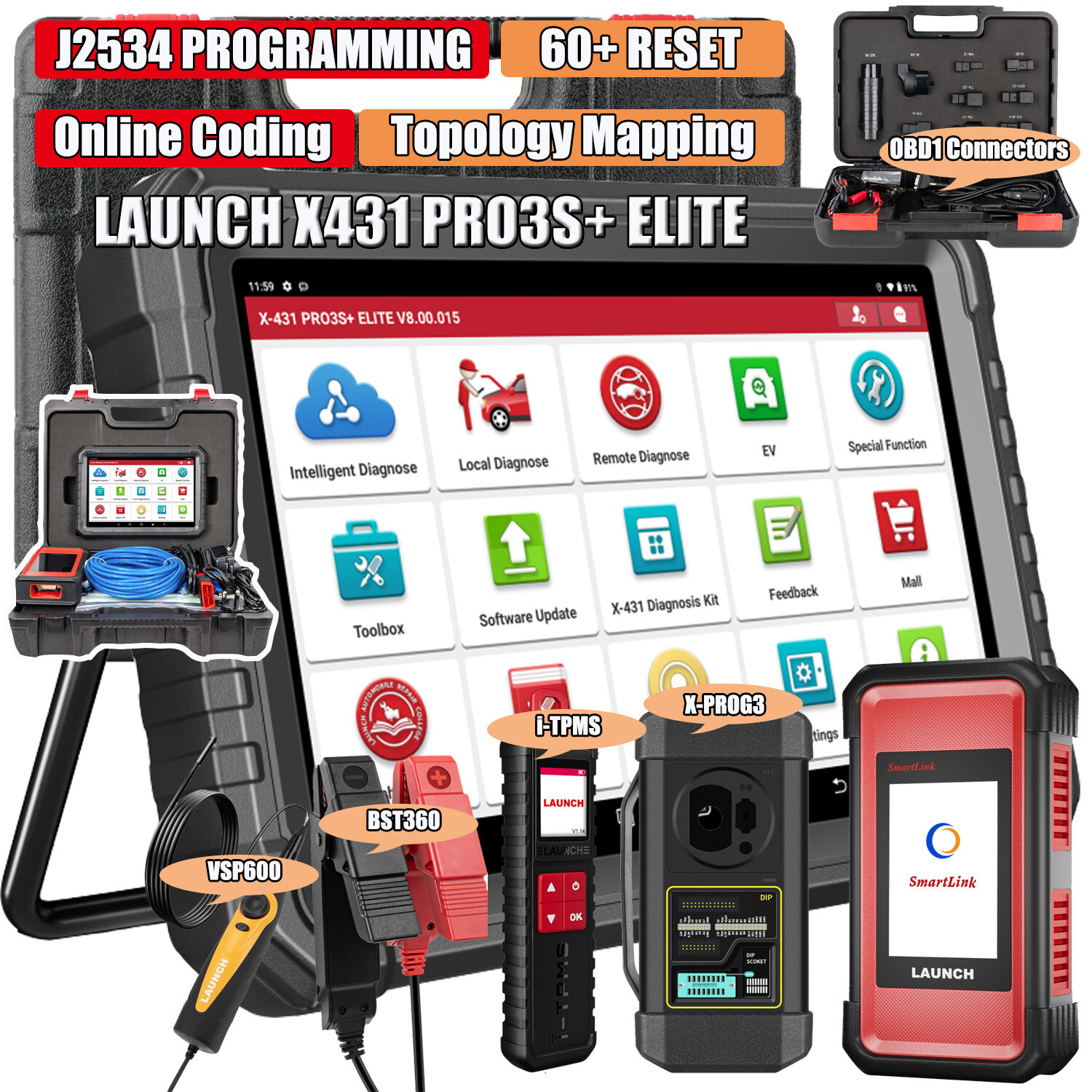 2025 LAUNCH X431 PRO3S ELITE V+ 5.0 Elite Car Diagnostic Tool J2534 Programming