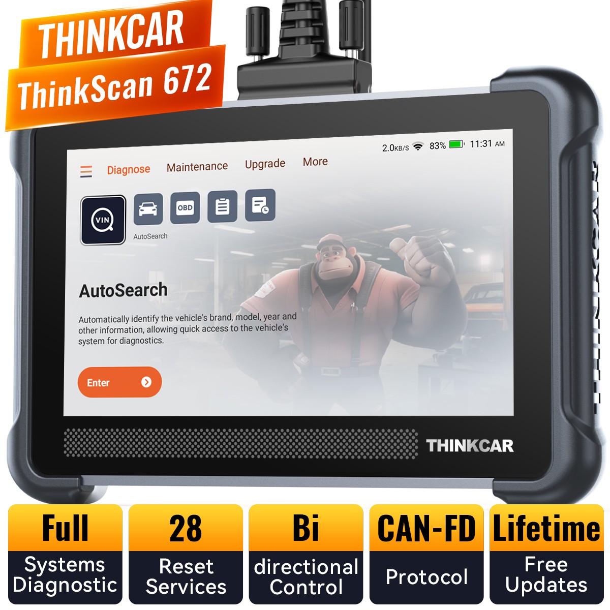 ThinkScan 672 Professional OBD2 Diagnostic Scanner – Lifetime Free Update
