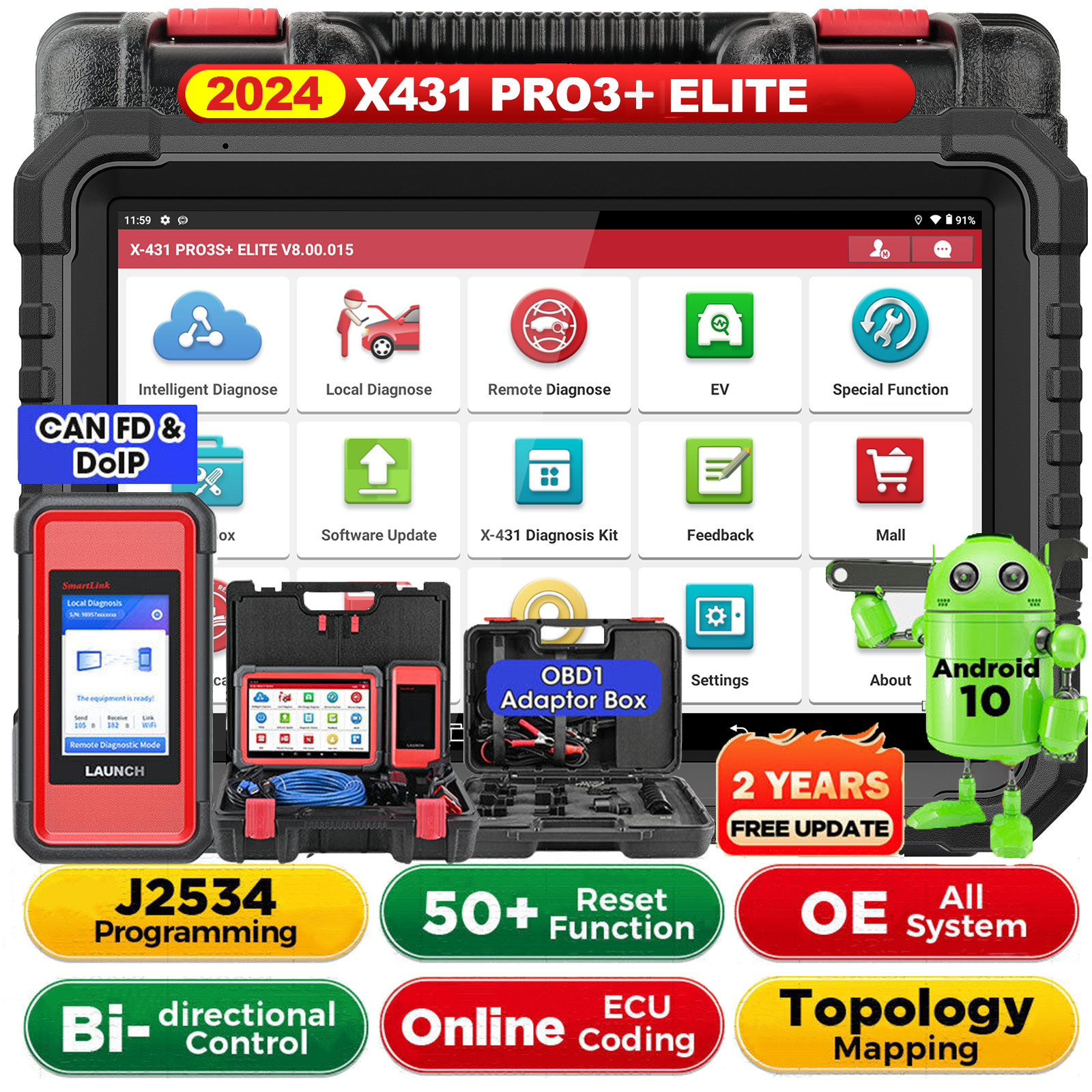 2024 LAUNCH X431 PRO 5 PAD V+ Car Diagnostic Scanner Tool Programming Key Coding