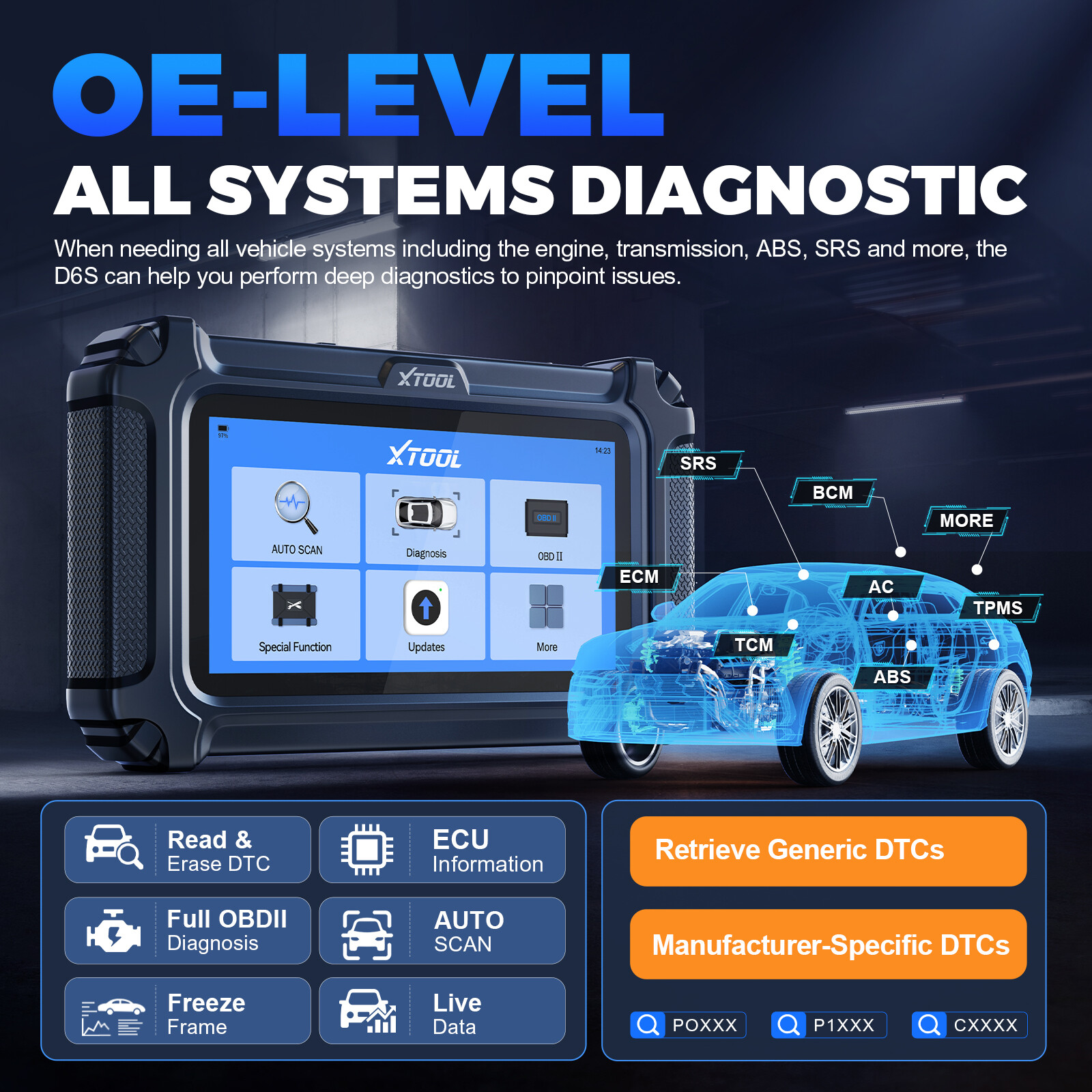 🔥2025 NEWEST XTOOL D6 OBD2 Scanner Code Reader Full System Car Diagnostic Tool