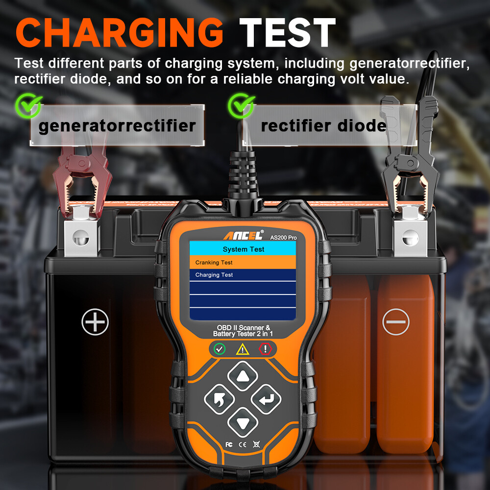 ANCEL 12V&24V 100-2000CCA Battery Charging Cranking Test OBD2 Scanner Diagnostic
