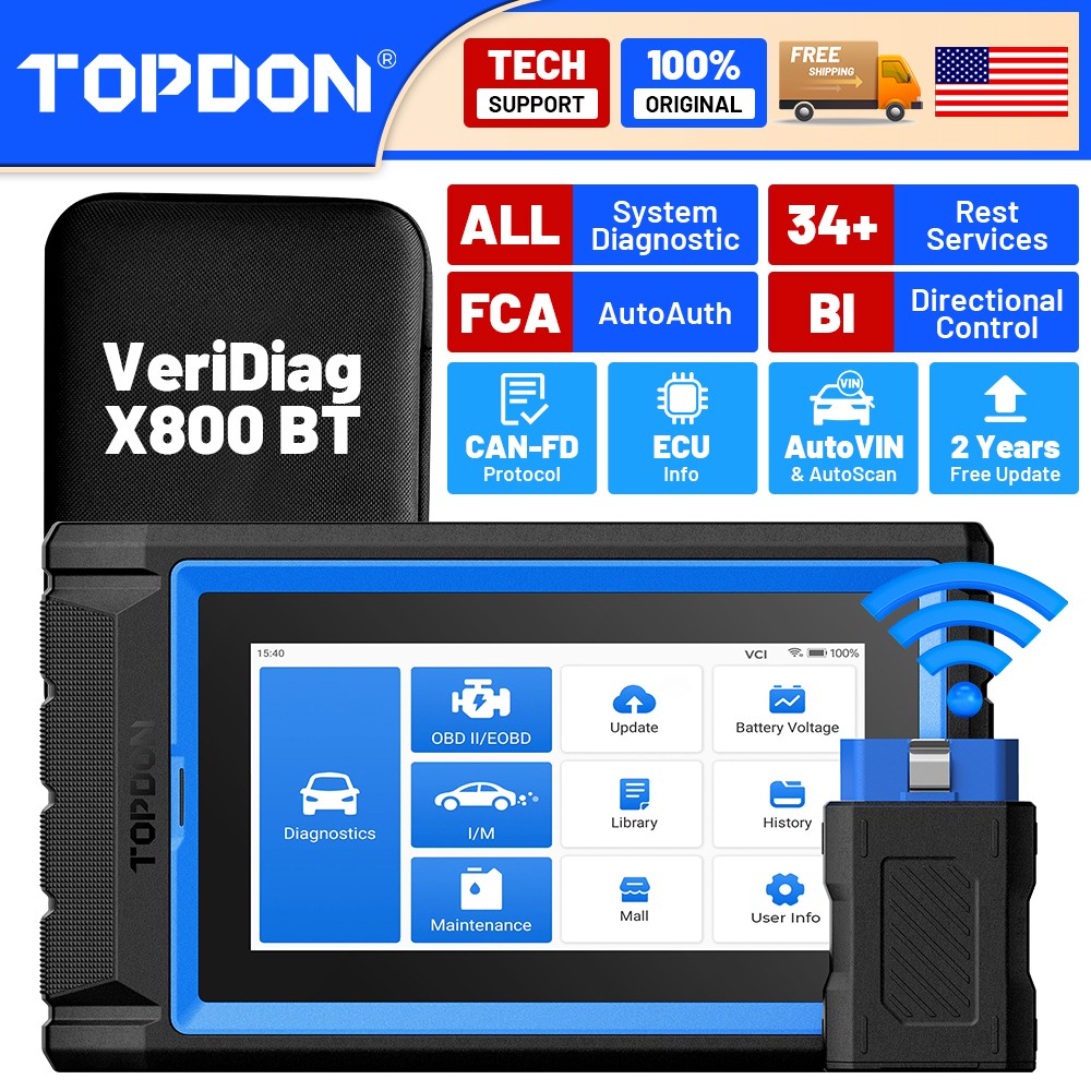 TOPDON VeriDiag X800 BT Wireless OBD2 Scanner Bidirectional Car Diagnostic Tool