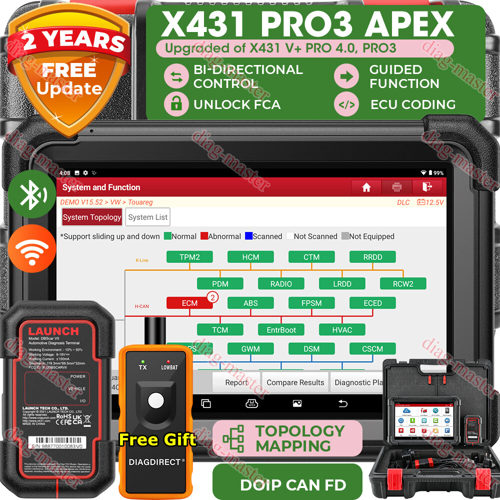 Launch X431 PRO3 APEX PRO 5 Bidirectional Scanner Car Diagnostic Tool Key Coding