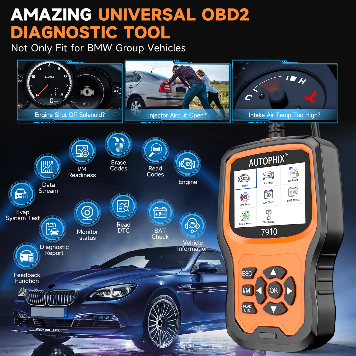 Autophix 7910 OBD2 Scanner Diagnostic Tool Code Reader & Reset for BMW/Mini/RR