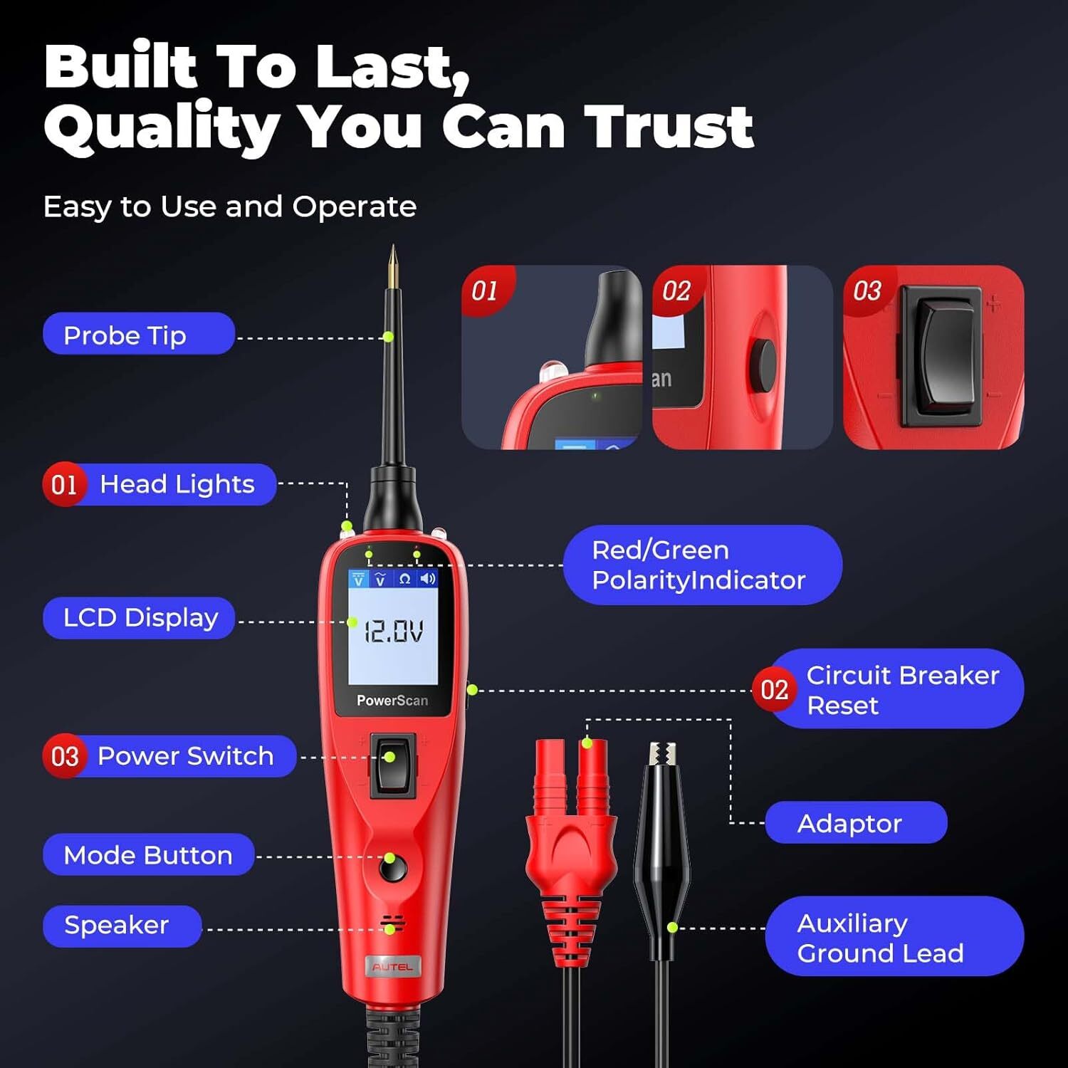 Autel PowerScan PS100 Electrical System Diagnostic Tool Circuit Battery Tester