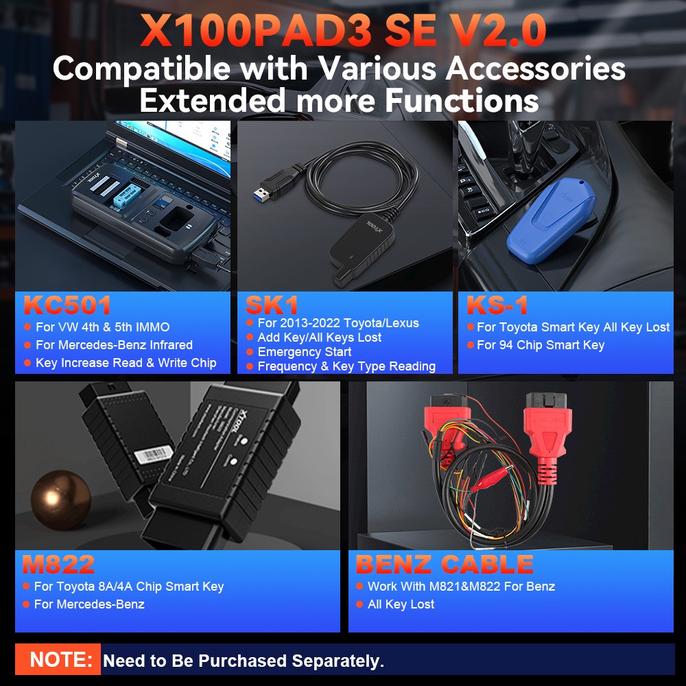 2025 XTOOL X100 PAD3 SE V2.0 + KC501 IMMO Key Programmer Auto Diagnostic Tool