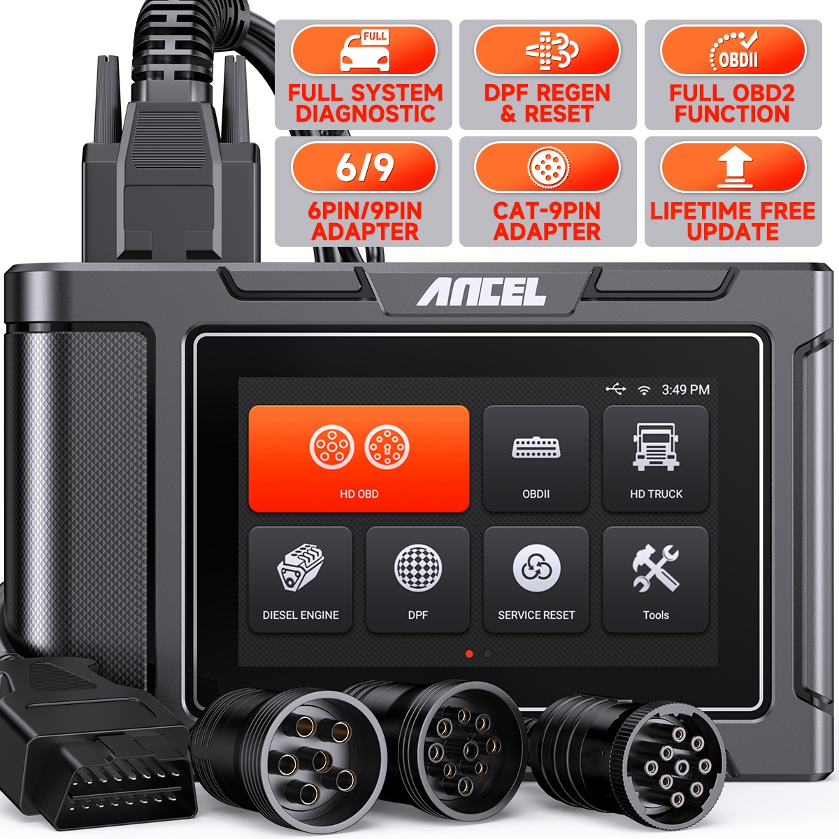 ANCEL HD3400 Pro All System Diesel Heavy Duty Truck Scanner Diagnostic Tool DPF