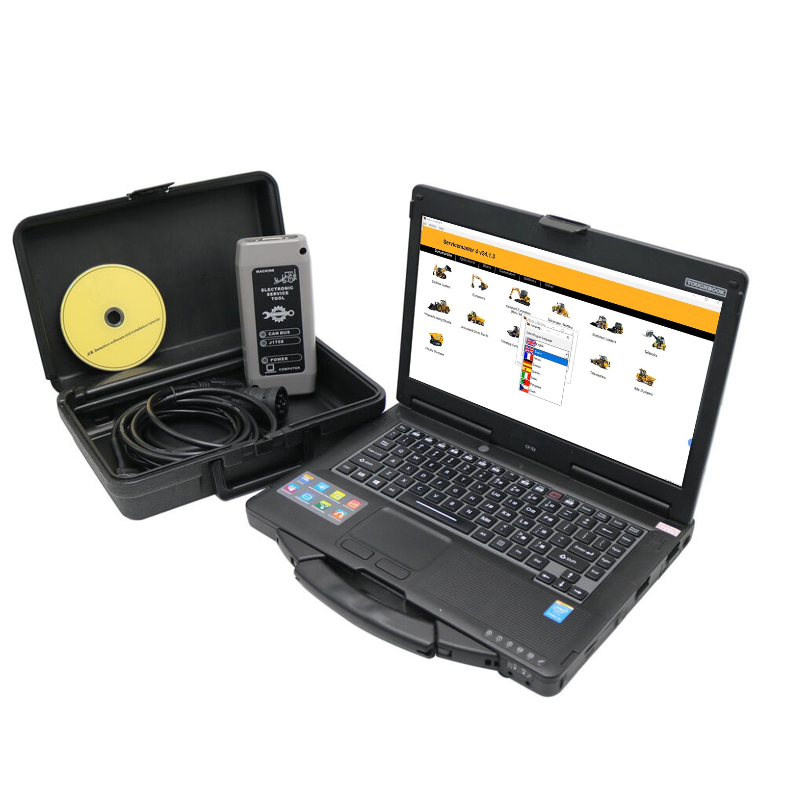 New Diagnostic KIT for JCB Service Master 4 v24.1 with JCB Adapter CF53 Laptop