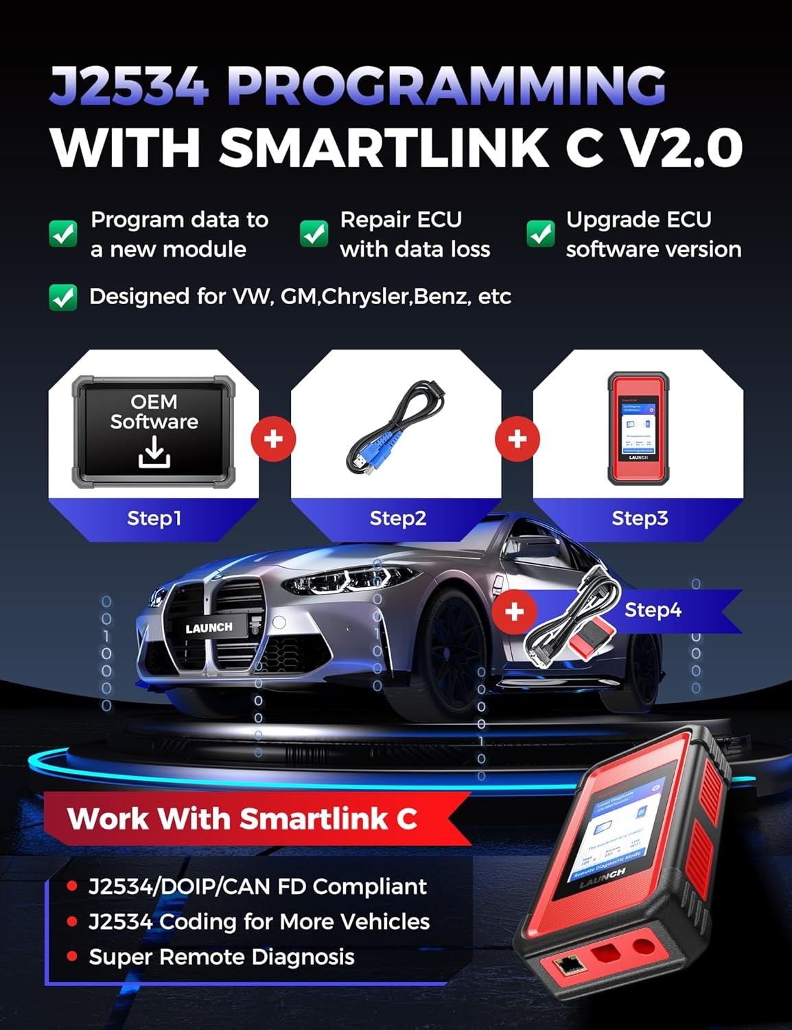 LAUNCH X431 PRO3S+ ELITE PRO5 Car Truck Diagnostic Tool ECU J2534 Programming
