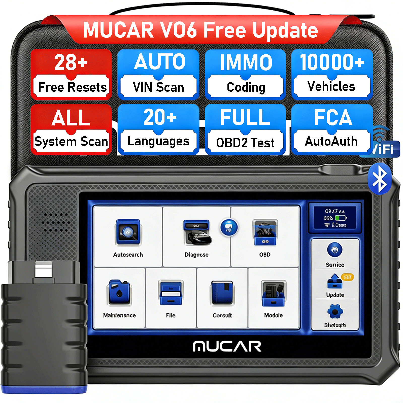 MUCAR VO6 Full Scan Diagnostic Scanner KEY Matching Brake-Pad Reset 28+Services