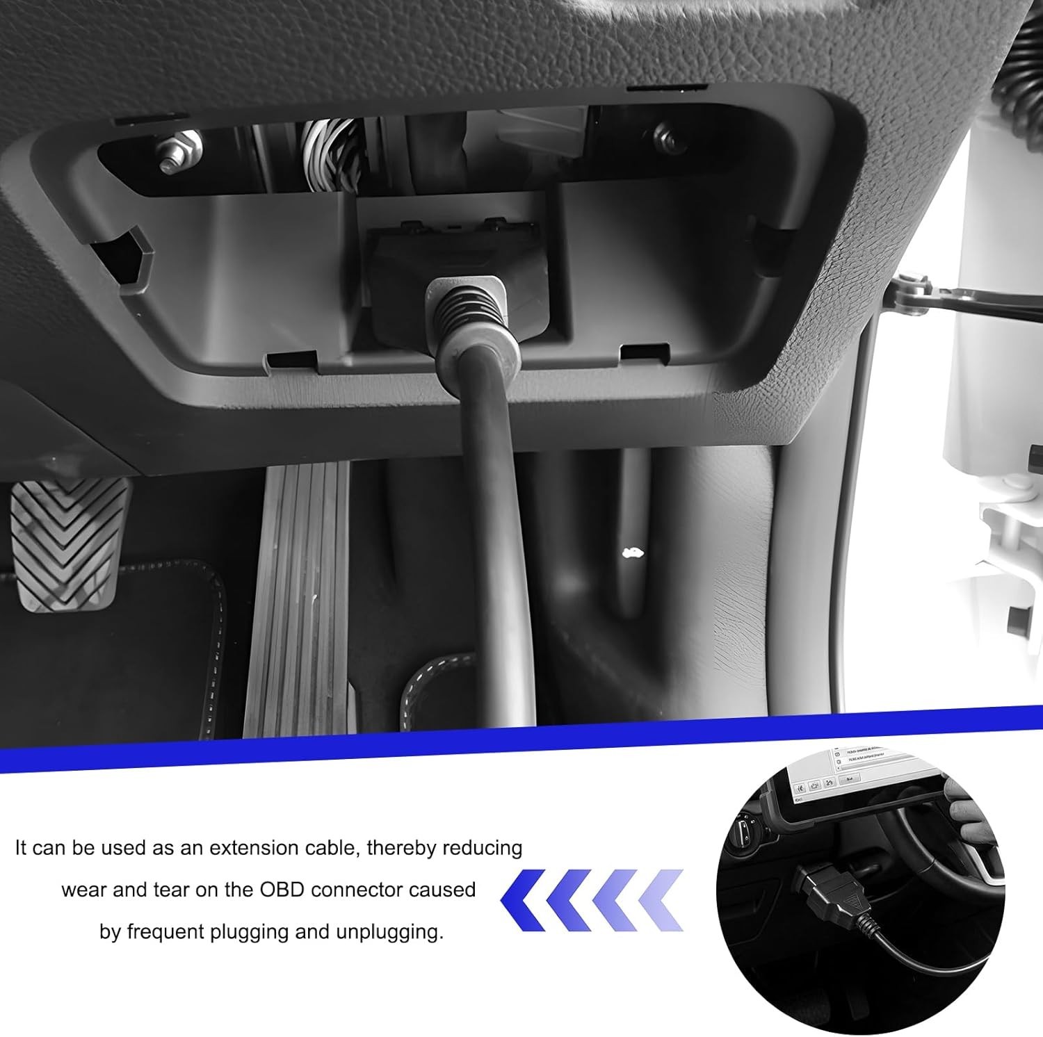 OBD1 to OBD2 Adapter, OBD1 12 Pins to OBD2 16 Pins Auto Diagnostic Extension Cab